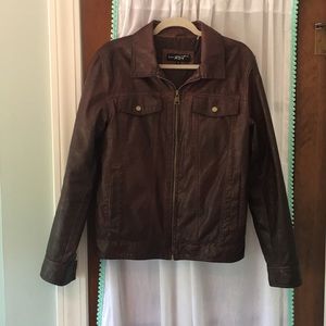 “Black Rivet” faux brown leather jacket